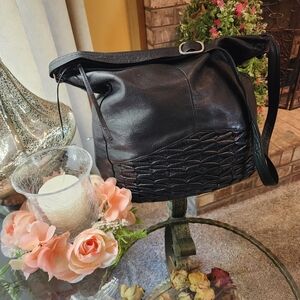 Black Leather Moon Bag